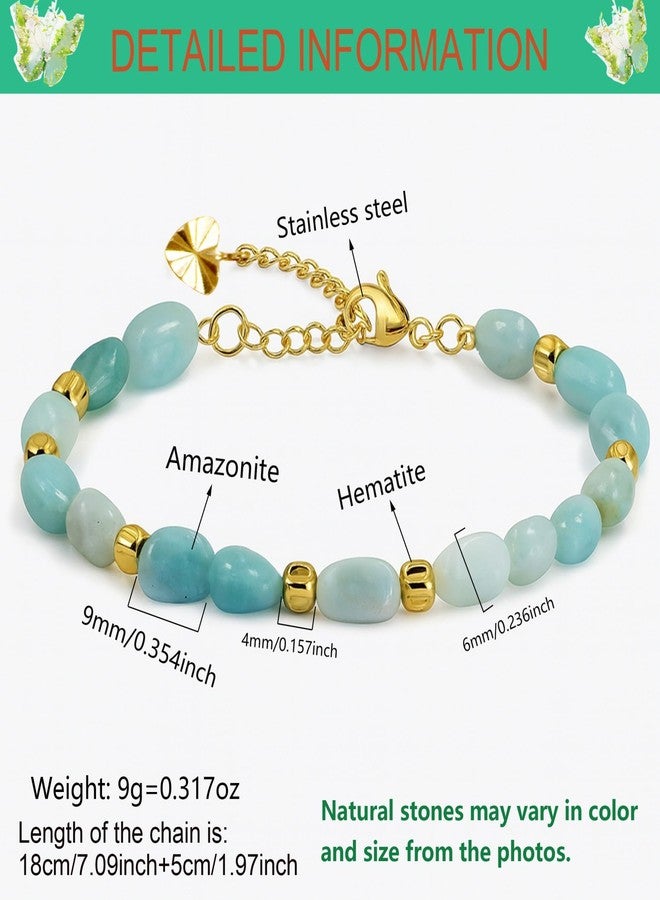Tobestu Amazonite Beaded Bracelet with Pumpkin Spacer Beads - Boho Natural Stone Jewelry for Summer and Everyday Style YA5871 - Image 3